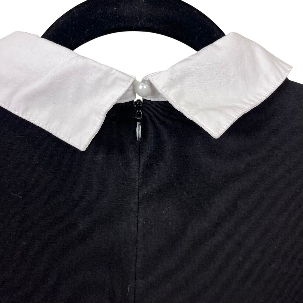 Aphratti Black White Collar Stretch Mini Dress Women’s Large Wednesday Style - Picture 3 of 4